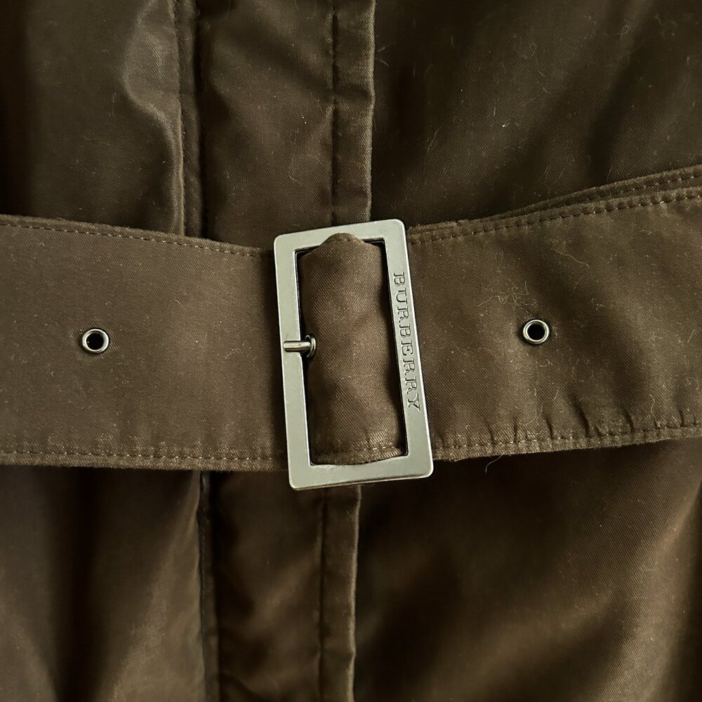Burberry London Rabbit Fur Trimmed Stand Collar Tench Coat with Belt - Picture 7 of 11